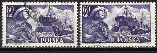 Polen 1956 - Mi 963 A & C - YT 851 - Frachtschiff ” Frederic Chopin ” ( Gezackt 12 x 12½ & 11¼ x 11¾ )