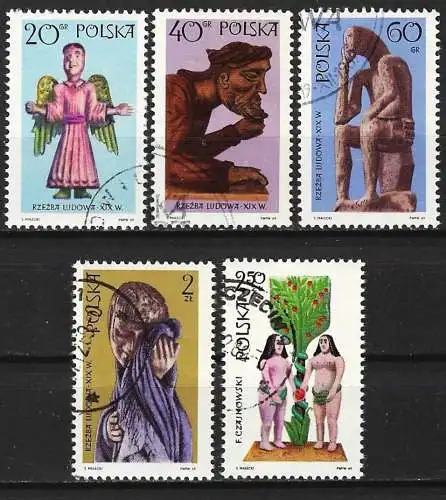 Polen 1969 - Mi 1971/75 - YT 1821/25 - Volkskunstskulpturen