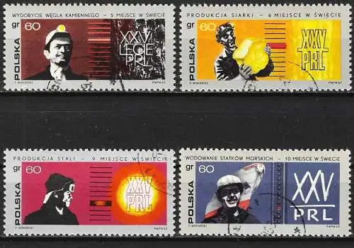 Polen 1969 - Mi 1936/39 - YT 1786/89 - 25. Jahrestag der Polnischen Volksrepublik