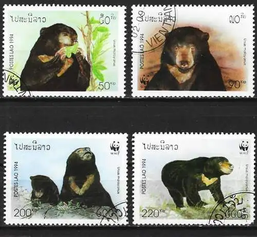 Laos 1994 - Mi 1410/13 - YT 1139/42 - Fauna : Bär aus Malaysia ( Komplette Serie )