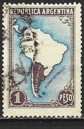 Argentinien 1937 - Mi 427 - YT 386 - Karte von Südamerika