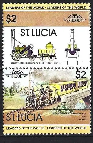 St. Lucia 1983 - Mi 624 y 625 - YT 610 y 611 - Lokomotive   Stephenson ” Rocket ”  - MNH**