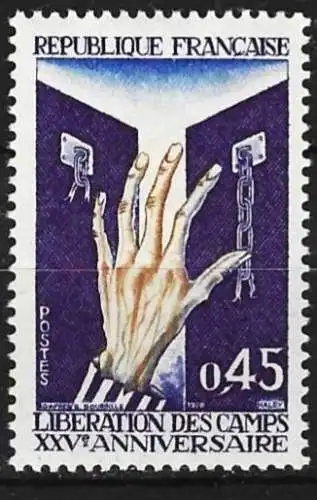 Frankreich 1970 - Mi 1718 - YT 1648 - Befreiung der Konzentrationslager - MNH** 