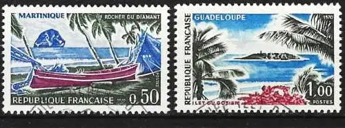 Frankreich 1970 - Mi 1715 + 1717 - YT 1644 + 1646 - Guadeloupe und Martinique