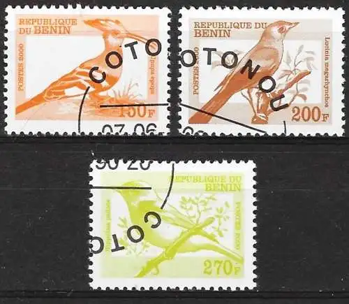 Benin 2000 - Mi 1232 - YT 956V - 956X und 956Z - Vögel