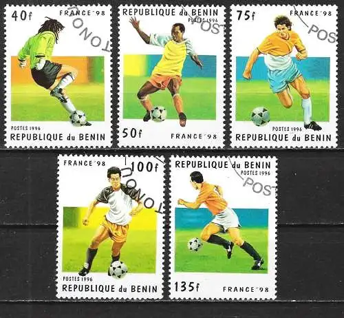 Benin 1999 - Mi 771 bis 775 - YT 710G bis 710L - Fußball-Weltmeisterschaft in Frankreich