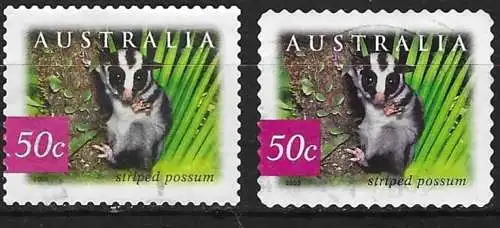 Australien 2003 - Mi 2239 und 2243 BA - YT 2129 und 2133 - Fauna : Opossum