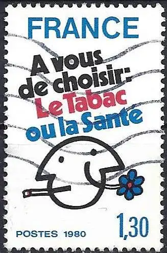 Frankreich 1980 - Mi 2200 - YT 2080  - Anti-Raucher-Kampagne