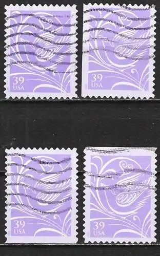 USA 2006 - Mi 4045 BA, BDo, BDu und BDl - YT 3760 - Briefmarken für Hochzeiten ( 4 Arten von Zahnungen )