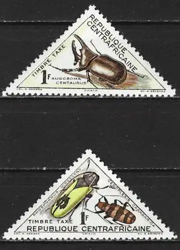 Zentralafrikanisch Rep. 1962 - Mi P3/P4 - YT T3/T4 - Käferinsekten - MH* ( Portomarken )