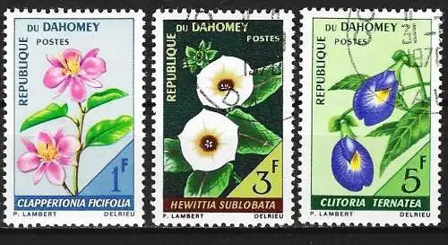 Dahomey 1967 - Mi 298 bis 300 - YT 246 bis 248 - Blumen 