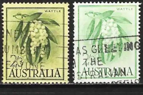 Australien 1959/64 - Mi 300a und 300bx - YT 258 y 295 - Blumen : Akazie