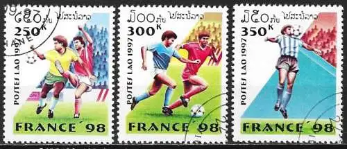 Laos 1997 - Mi 1595 bis 1597 - YT 1283 bis 1285 - Fußball-Weltmeisterschaft in Frankreich