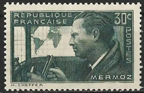 Frankreich 1937 - Mi 343a - YT 337 - Jean Mermoz, flieger - MNH**