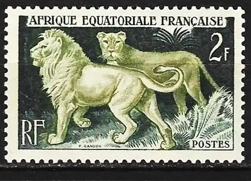 Französisch-Äquatorialafrika 1957 - Mi 306 - YT 239 - Fauna : Löwe - MNH**