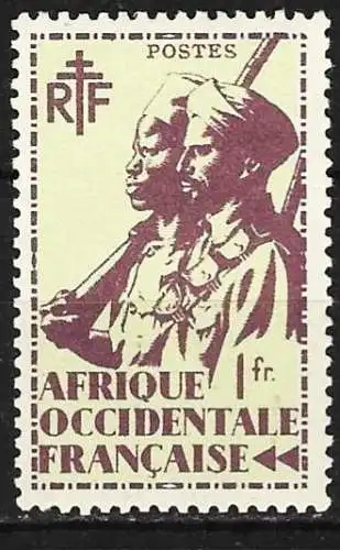Französisch-Westafrika (AOF) 1945 - Mi 11 - YT 11 - senegalesische Soldaten - MNH**