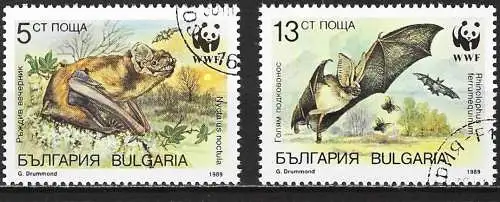 Bulgarien 1989 - Mi 3741 und 3742 - YT 3231 und 3232 - WWF - Fauna : Fledermäuse