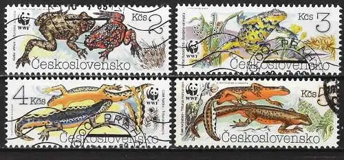 Tschechoslowakei 1989 - Mi 3007 bis 3010 - YT 2808 bis 2811 - WWF : Amphibien ( Komplette Serie )
