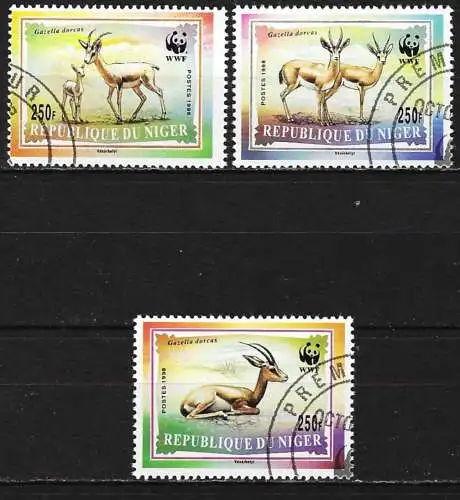 Niger 1998 - Mi 1460.61 und 1463 - YT 1166, 67 und 1169 - WWF - Fauna : Antilopen