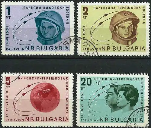 Bulgarien 1963 - Mi 1394 bis 1397 - YT A 98 bis A 101 - Kosmonauten & Raketen Vostok V & VI - Komplette Serie ( Flugpost )