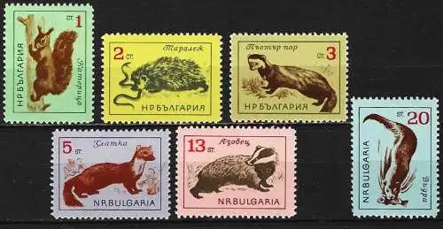 Bulgarien 1963 - Mi 1377 bis 1382 - YT 1176 bis 1181 - Wildtiere ( Komplette Serie )