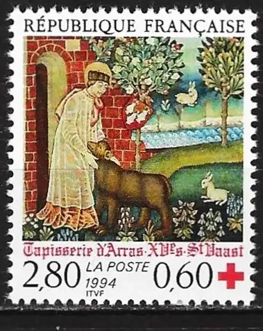 Frankreich 1994 - Mi 3060C - YT 2915a -Rotes Kreuz: Wandteppich von Saint-Vaast - MNH**  ( a = gezackt 13½ x 13 )