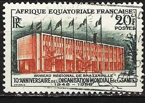 Französisch-Äquatorialafrika 1957 - Mi 309 - YT 242 - WHO-Gebäude in Brazzaville