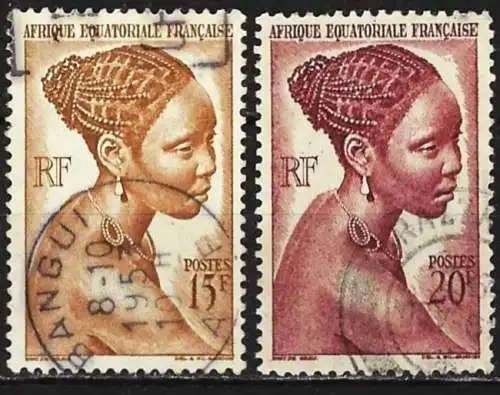 Französisch-Äquatorialafrika 1947 - Mi 278 und 279 - YT 224 und 225 - Jungfrau Bakongo
