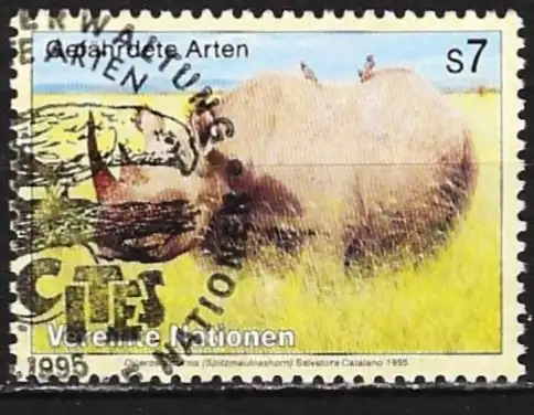 UNO-Wien ( Vereinte Nationen ) 1995 - Mi 180 - YT 200 - Fauna : Nashorn