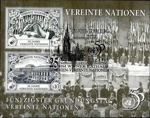 UNO-Wien ( Vereinte Nationen ) 1995 - Mi BL 6 - YT BF 6 - 50. Jahrestag der Vereinten Nationen ( Block 92 x 70 )