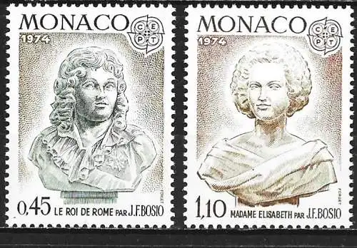 Monaco 1974 - Mi 1114 und 1115 - YT 957 und 958 - Europa CEPT : Skulpturen - MNH** 