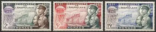 Monaco 1953 - Mi 470 bis 472 - YT 394 bis 396 - Einführung in die Anaphylaxie  - MNH** ( Komplette Serie )