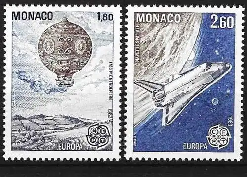 Monaco 1983 - Mi 1579 und 1580 - YT 1365 und 1366 - Europa CEPT - Eroberung des Weltraums - MNH**