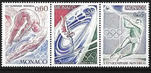 Monaco 1976 - Mi 1225 bis 1227 - YT 1057 bis 1059 - Olympische Spiele in Montreal - MNH**