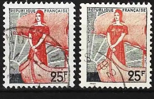 Frankreich 1959 - Mi 1259 - YT 1216 - Marianne ( 2 Farbvarianten ) 