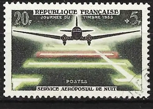 Frankreich 1959 - Mi 1240 - YT 1196 - Tag der Briefmarke – Flugzeug von Nachtpostflug