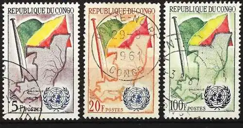 Kongo (Braz) 1961 - Mi 6 bis 8 - YT 139 bis 141 - Aufnahme in die Vereinten Nationen