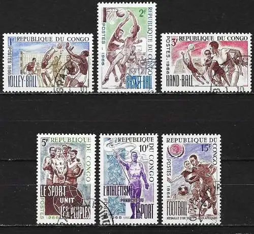 Kongo (Braz) 1966 - Mi 96 bis 101 - YT 190 bis 195 - Verschiedene Sportarten