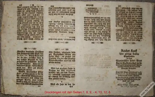 Einblattdruck 1761: Originaldruck einer Werbebroschüre für die Marianische Erzbruderschaft. 