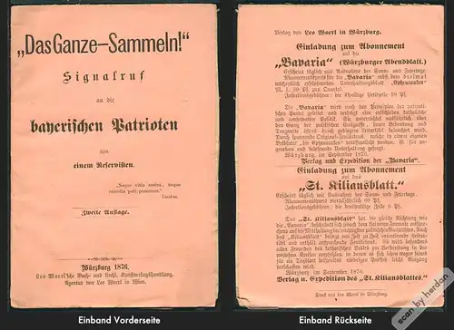 Rarität 1876: Originalstreitschrift aus Bayern gegen den Bismarckschen Kulturkampf 1871-1878