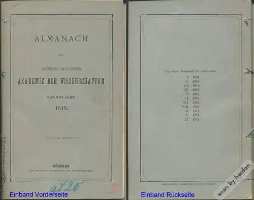 Almanach der Königlich Bayerischen Akademie der Wissenschaften für das Jahr 1878 
