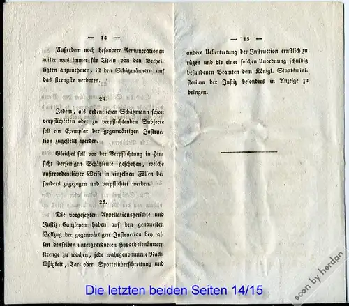 1824: Dienstanweisung für die Schätzmänner in Hypothekensachen, zur Vorbereitung der in Bayern ab 1826 eingeführten Hypothekenbücher.