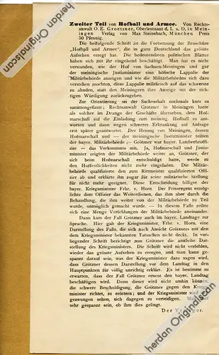 Bayerischer Millitärskandal: Grötzner, Ernst: Zweiter Teil von Hofball und Armee. München 1911

--------------------------------------------------------------------------------------------------------------------------------------------------