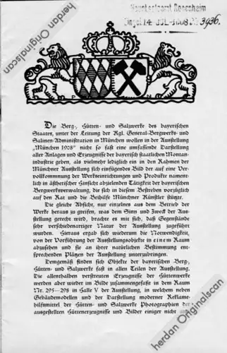Katalog zum Beitrag der Kgl. General-Bergwerks- und Salinen-Administration Bayerns zur Ausstellung „München 1908“
-----------------------------------------------------------------------------------------------------------------------------------...