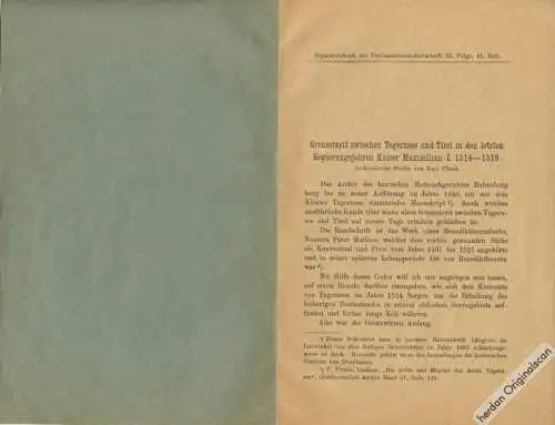 Pfund, Karl: Grenzstreit zwischen Tegernsee und Tirol in den Regierungsjahren Kaiser Maximilian I.1514-1519. Archivalische Studie. In: Zeitschrift des Ferdinandeums für Tirol und Vorarlberg. Dritte Folge. Dreiundvierzigstes Heft 1899, S. 309-319...