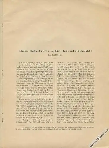 Pfund, Karl: Ueber das Abenteurerleben eines abgedankten Landsknechts im Isarwinkel. Privatdruck um 1900 