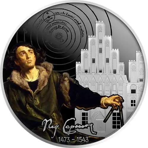 NICOLAUS COPERNICUS 550th Geburtstag Silber Coin 500 Francs Camer 1/ 2oz Silber