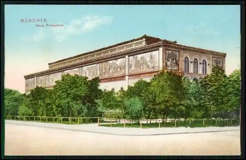AK München Pinakothek 1915 Feldpost gelaufen Stempel K. Reserve Lazarett Haar
