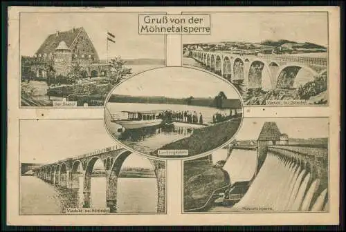 AK Möhnesee Soest Landungsplatz 1917 gel. Seehof Viadukt Delecke Möhnetalsperre