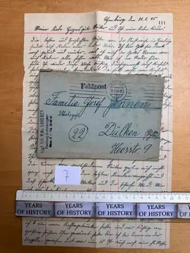 Nr. 7 Feldpostbrief + Inhalt - Stammlager Stalag Hamburg-Rothenburgsort 01. 1945